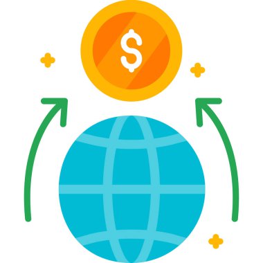 Dolar küresel değişim simgesi ana hatları biçiminde