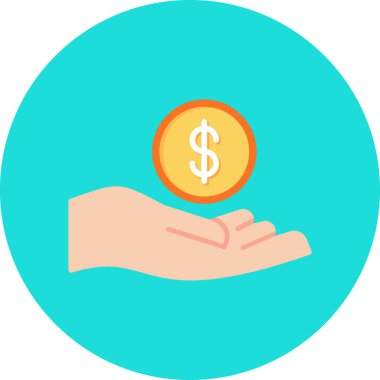 Madeni para simgesi vektör illüstrasyon tasarımı ile el