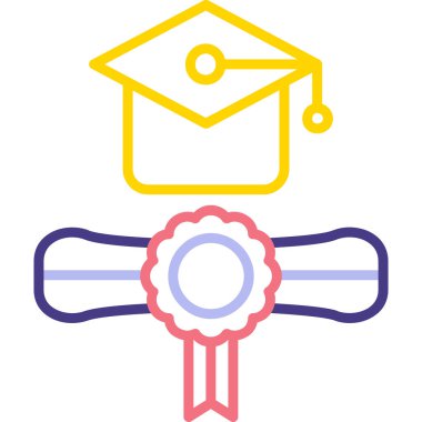 Mezuniyet. Web simgesi basit illüstrasyon