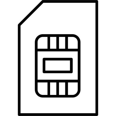 Üzerinde çip simgesi olan kart. Beyaz arkaplanda izole edilmiş web tasarımı için çip vektör simgesine sahip ana hat kartı