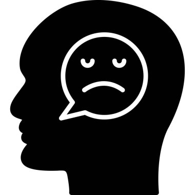 hüzünlü düşünme ikonu vektör illüstrasyonu