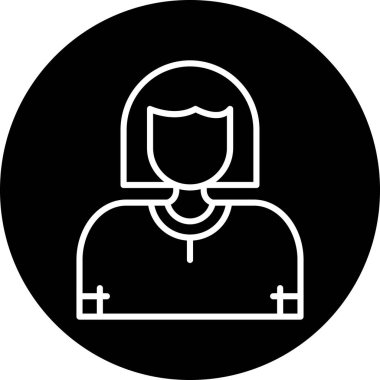 Çember simgesi olan avatar kadın, vektör illüstrasyonu