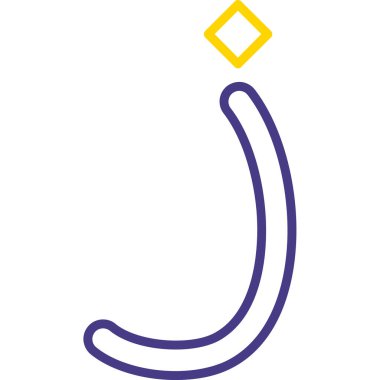 Mor ve sarı renkli şirin bir çizgi film ikonunun vektör çizimi