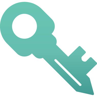 anahtar simgesi. Vektör biçimi yuvarlak açılı düz ikonik sembol, eko yeşil renk, beyaz arkaplan.