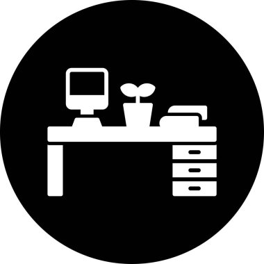 Ofis ve masa simgesinin vektör illüstrasyonu