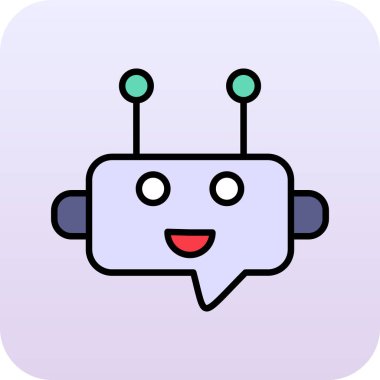 Kabarcık işareti olan sevimli çizgi film robotunun vektör çizimi