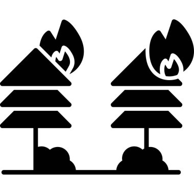 Ağaçlar ve orman simgesi, basit stil