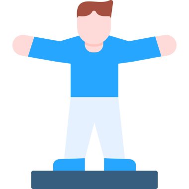 yükseltilmiş el simgesi vektör illüstrasyonuyla ayakta duran adamın düz tasarımı