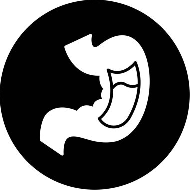 Mide vektör simgesi. biçim düz grafik sembolü, siyah renk, beyaz arkaplan.