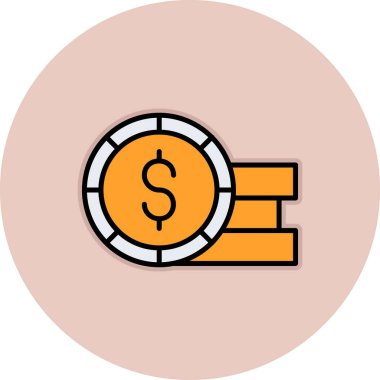 Bozuk para dolar simgesi, vektör çizimi