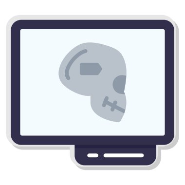 Laptop ikonlu kafatası. vektör illüstrasyonu