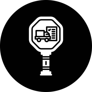 Benzersiz dağıtım kamyonu vektör çizgisi simgesi