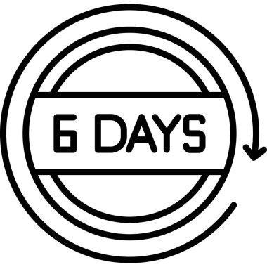 Satır biçiminde 6 günlük simge