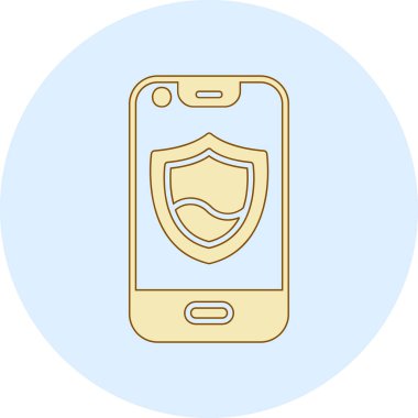 Kalkan simgesi vektör illüstrasyon tasarımlı akıllı telefon