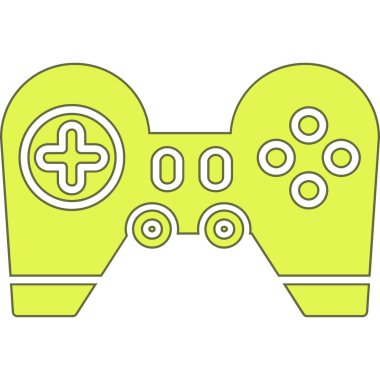 Bir oyun denetleyicisinin yeşil ve sarı ikonunun vektör çizimi