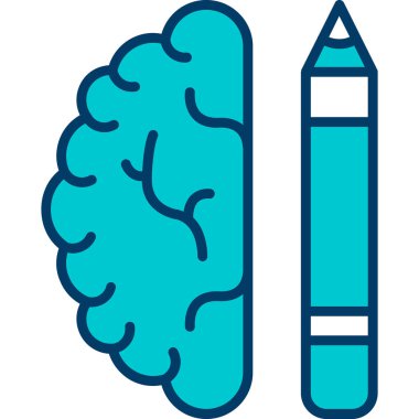 Beyin ve kalem ikonu. özet beyin tasarımı