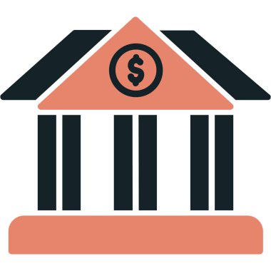 Banka binası simgesi vektör illüstrasyonu