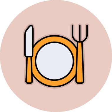 restoran tabak ikonu vektör illüstrasyonu