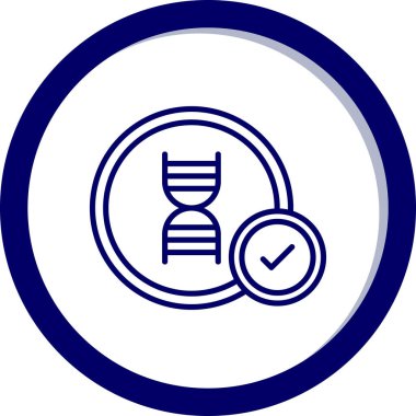 DNA testi vektör simgesi. biçim düz yuvarlak sembol, kobalt ve gri renkler, yuvarlak açılar, beyaz arkaplan.