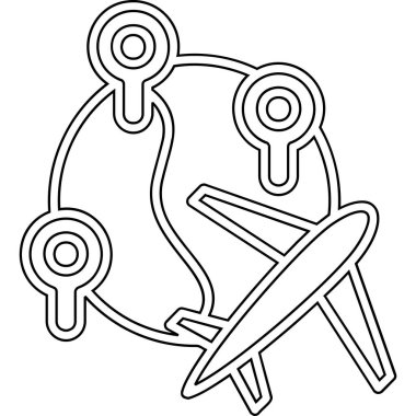 uçak uçuş simgesi ana hat biçiminde