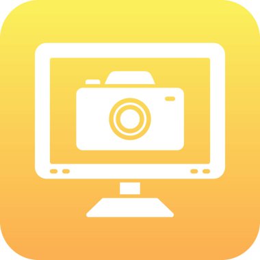 Beyaz arkaplanı olan bir kameranın vektör çizimi