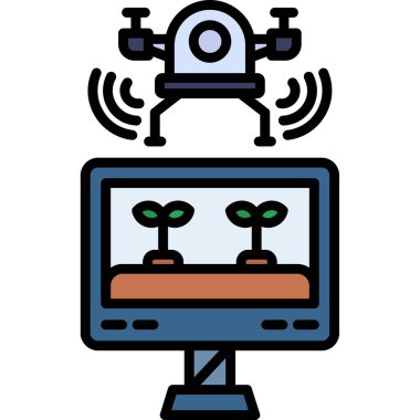 Uzaktan kontrol simgesi renk ana hatlı robot