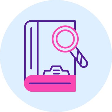 Büyüteci olan bir kitap simgesinin vektör çizimi