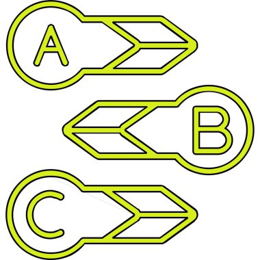 Dört renkli ok seti. Beyaz üzerine izole edilmiş vektör illüstrasyonu.