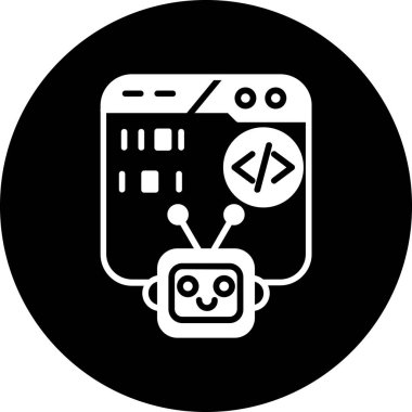 Ağ simgesi, robot kolun daire içindeki vektör çizimi