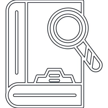 Kitap ile Büyüteç camı simge vektör çizim