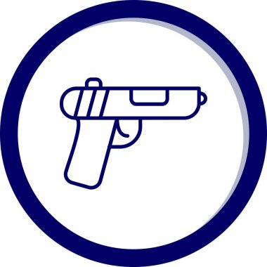 Silah ikonu. Beyaz arkaplanda modaya uygun düz biçim vektör çizimi.