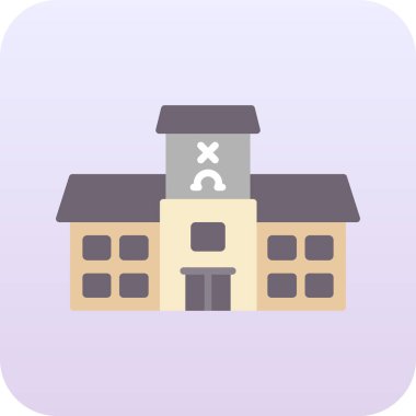 okul binası düz simgesi, vektör, illüstrasyon