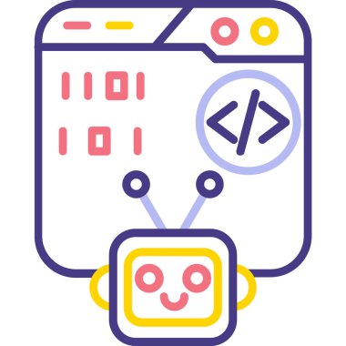 robot. Web simgesi basit illüstrasyon