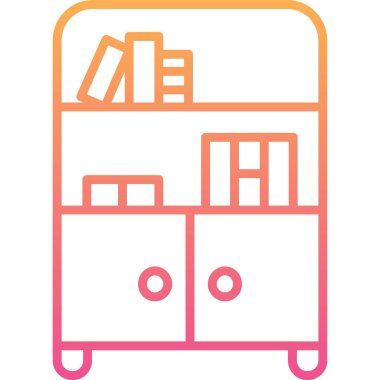 kitaplık raf vektör simgesi modern çizgi çizimi