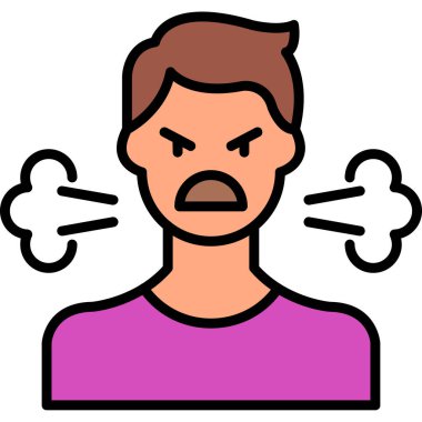 Öfke ikonu vektörü olan kızgın bir adam. Öfkeli adam