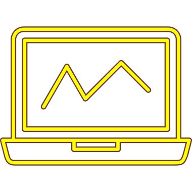 Ekranda grafiği olan bir bilgisayar. vektör simgesi