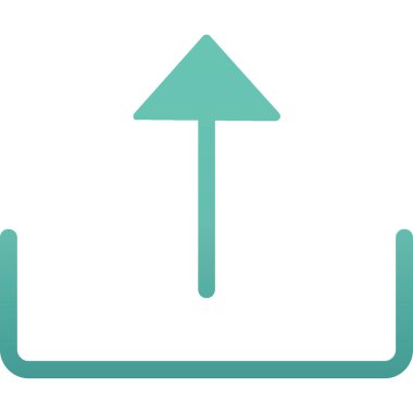 Ok yukarı vektör simgesi. Tarzıdır anahat simgesi simgesini, camgöbeği rengi, beyaz arka plan.