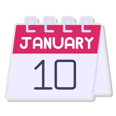 10 Ocak takvim simgesi, tek takvim simgesi, takvim günü simgesi tasarım vektörü