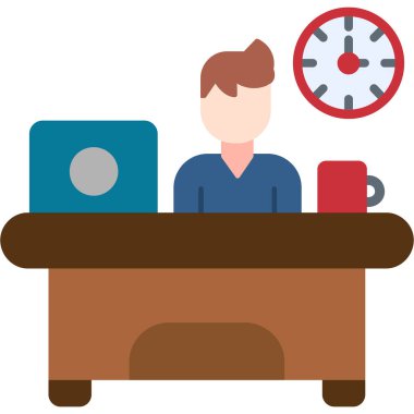 Ofis masası. Web simgesi basit illüstrasyon