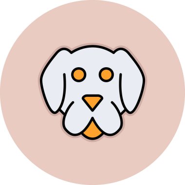 Beyaz arkaplanda izole edilmiş şirin bir köpek simgesinin çıkartması