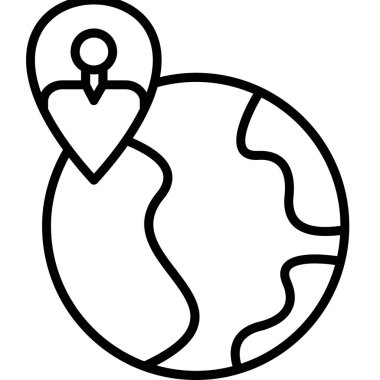 Yer küresi konum iğnesi, vektör illüstrasyonlu