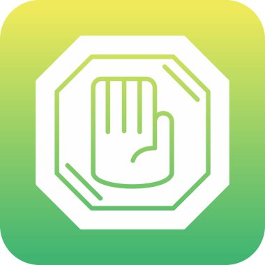 Basit bir şekilde izole edilmiş vektör illüstrasyonunda eldiven simgesi ile el