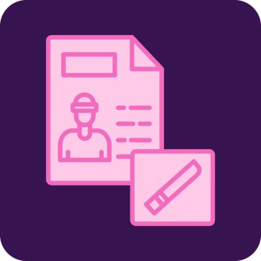 Elinde dosya ve dizüstü bilgisayar simgesi olan bir kadının vektör çizimi.