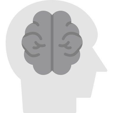 beyin simgesi, vektör çizimi, düz tasarım