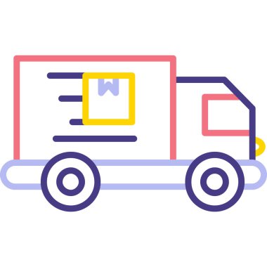 Kutu simgesi çizimi olan kamyon