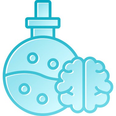 Dambıl ikonlu beyin. Web için beyin çan vektör simgesinin özet çizimi