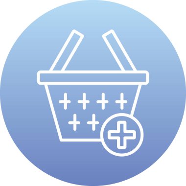 Ek işaretli alışveriş sepeti, vektör illüstrasyonu.