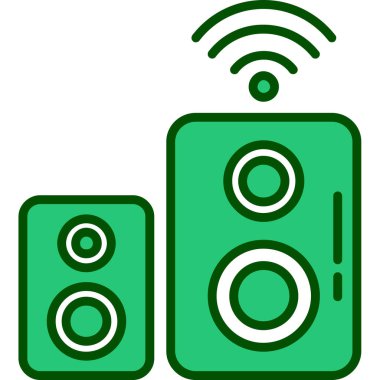 Müzik ikonu. Vektör illüstrasyon biçimi düz ikonik semboldür, beyaz arkaplanda yeşil renk.