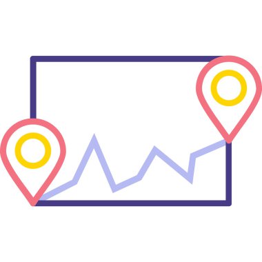 Konum simgesi vektörü. İnce çizgi işareti. İzole edilmiş kontür sembolü gösterimi
