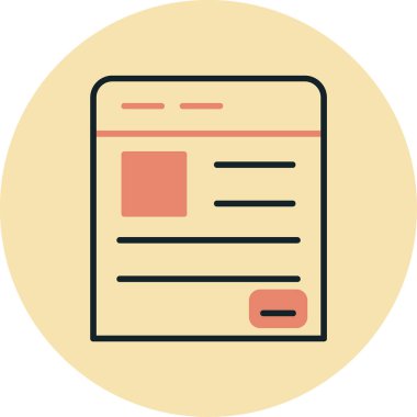 Web sayfası vektör simgesi, basit düz tasarım illüstrasyonu